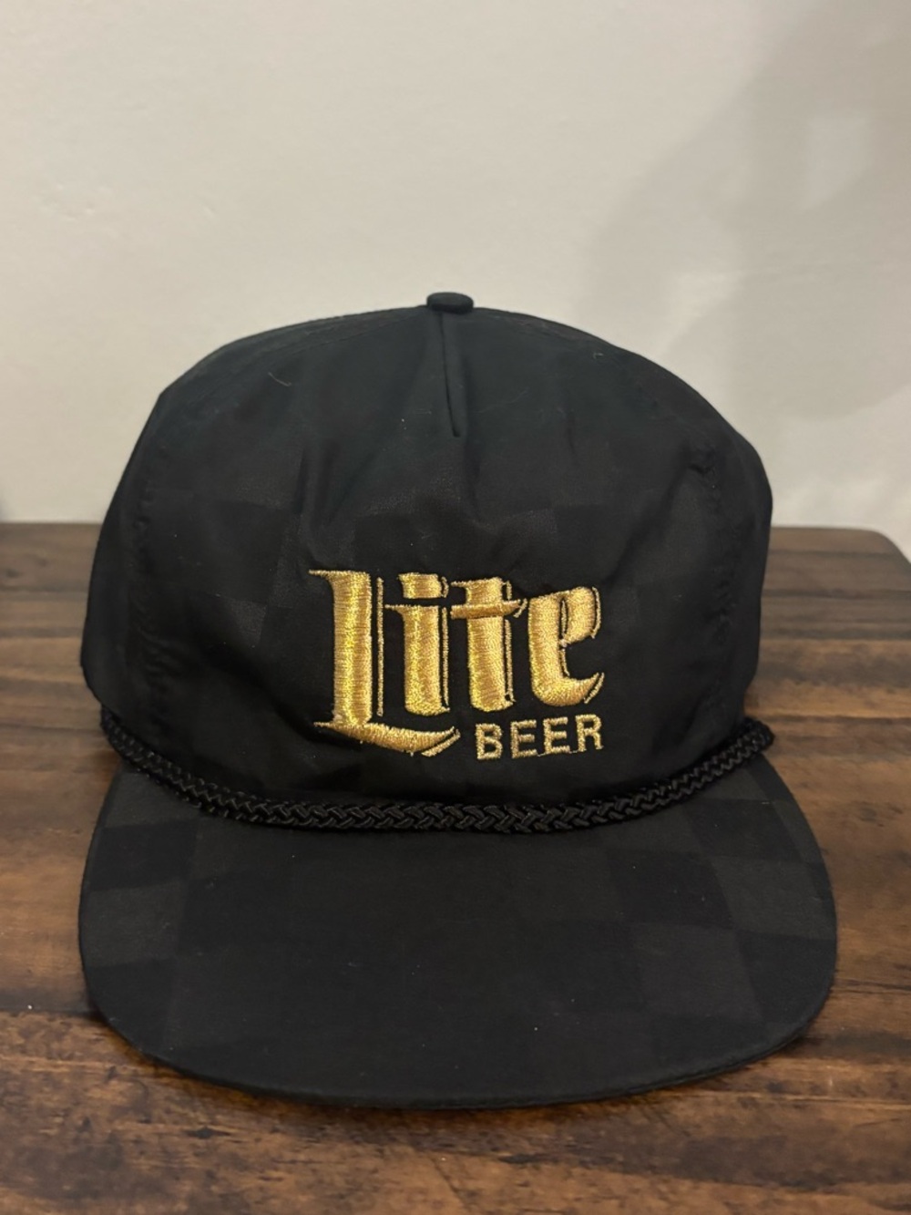 Miller Lite Black and Gold Logo Rope-Trim Snapback Hat